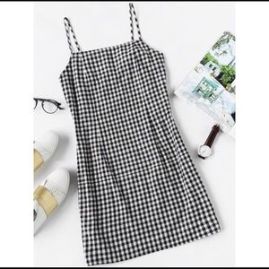 Gingham print mini dresses